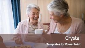  Presentation with chess - Slide deck having nurse - happy senior friends talking while background and a tawny brown colored foreground