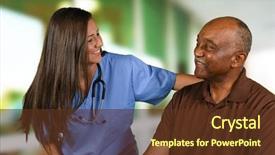  Presentation with elderly health - PPT theme featuring nurse - health care worker helping background and a tawny brown colored foreground