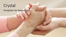  Presentation with elderly care - PPT layouts with nurse - helping hands care background and a lemonade colored foreground