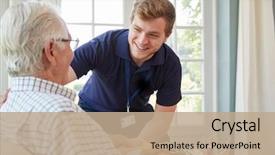  Presentation with male nurse - Colorful slides enhanced with nurse - male care worker serving dinner backdrop and a coral colored foreground