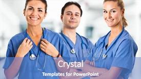  Presentation with nurse team - PPT layouts enhanced with nurse - medical team background and a teal colored foreground