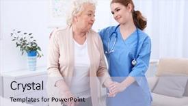  Presentation with nurse - PPT layouts with nurse and elderly women background and a lemonade colored foreground