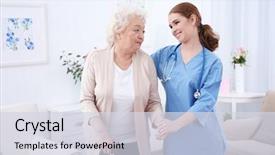  Presentation with elderly - Slide deck enhanced with nurse and elderly women background and a sky blue colored foreground