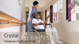  Presentation with african american patient - Amazing slide set having nurse and senior african-american backdrop and a coral colored foreground