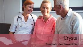  Presentation with senior couple - Amazing PPT theme having nurse and senior couple sitting backdrop and a  colored foreground