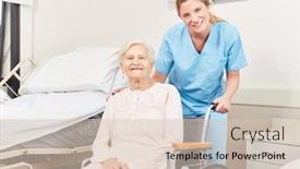  Presentation with wheelchair - Slide set enhanced with nurse-and-senior-woman background and a lemonade colored foreground