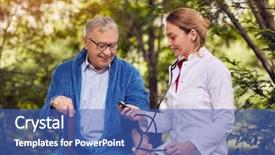  Presentation with assessment - Colorful slide deck enhanced with nurse assessment of blood pressure backdrop and a ocean colored foreground