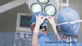  Presentation with mask nurse - Colorful slide set enhanced with nurse assisting a doctor backdrop and a light blue colored foreground