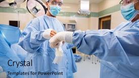  Presentation with surgical nurse - Slide set featuring energy - motherboard digital chip tech science background and a tawny brown colored foreground