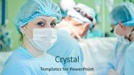  Presentation with operating room - Amazing slide deck having nurse at child operating room backdrop and a light blue colored foreground