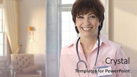  Presentation with elegant - Presentation with senior nurse at elegant elite background and a soft green colored foreground