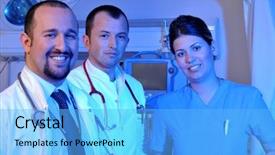  Presentation with light hospital - Slides featuring nurse at hospital emergency background and a light blue colored foreground