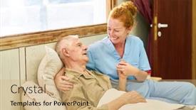  Presentation with hospice - Slide deck featuring nurse-at-the-bed background and a coral colored foreground