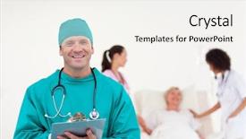  Presentation with hospital bed - Cool new presentation with nurse bed making - elderly patient recovering backdrop and a  colored foreground