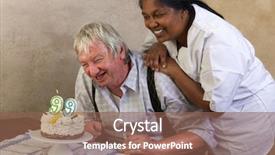  Presentation with elderly home - Colorful theme enhanced with nurse burned - elderly man in nursing home backdrop and a violet colored foreground