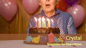  Presentation with candles - Theme featuring nurse burned - senior woman blowing out candles background and a red colored foreground