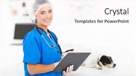  Presentation with female office graphics - Slides with nurse cap - attractive female vet doctor background and a white colored foreground