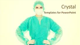  Presentation with mature masked female surgeon - Colorful theme enhanced with nurse cap - female surgeon doctor in protective backdrop and a  colored foreground