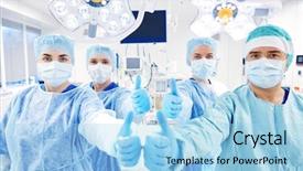  Presentation with surgery room - Cool new slide deck with nurse cap - surgery medicine and people concept backdrop and a light blue colored foreground