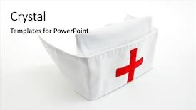  Presentation with nurse - Beautiful PPT theme featuring nurse cap isolated on white backdrop and a white colored foreground