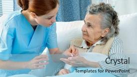  Presentation with elderly - Audience pleasing PPT layouts consisting of nurse cares for a elderly backdrop and a light blue colored foreground