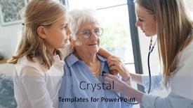  Presentation with heartbeat - Amazing presentation having checking on elderly woman heartbeat backdrop and a teal colored foreground