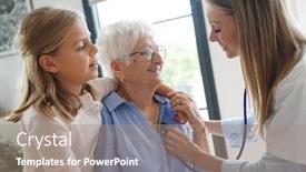  Presentation with heartbeat - Audience pleasing presentation consisting of checking on elderly woman heartbeat backdrop and a coral colored foreground