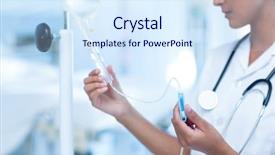  Presentation with intravenous - Presentation having nurse connecting an intravenous drip background and a sky blue colored foreground