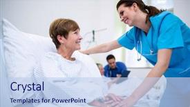  Presentation with nurse - Colorful PPT layouts enhanced with nurse consoling a patient backdrop and a light blue colored foreground