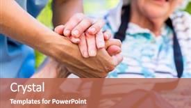  Presentation with nurse - PPT layouts consisting of nurse consoling senior woman holding background and a coral colored foreground