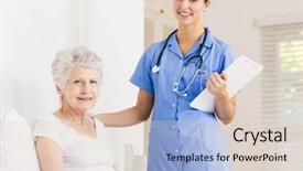  Presentation with senior care - Colorful slide set enhanced with nurse day - doctor taking care of suffering backdrop and a lemonade colored foreground