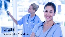  Presentation with xray - Amazing presentation design having nurse day - happy doctor looking at camera backdrop and a  colored foreground