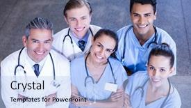  Presentation with medical - Cool new slide deck with nurse day - portrait of medical team standing backdrop and a  colored foreground