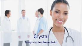  Presentation with camera - Audience pleasing presentation design consisting of nurse day - smiling doctor looking at camera backdrop and a sky blue colored foreground