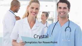  Presentation with team meeting - Presentation theme with nurse day - team of doctors working background and a light blue colored foreground