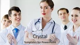  Presentation with female feticide - Colorful slide deck enhanced with nurse director - attractive female doctor in uniform backdrop and a  colored foreground