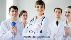  Presentation with female menstrual cycle - Slide set with nurse director - attractive female doctor in uniform background and a  colored foreground