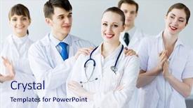  Presentation with security and drivers uniform - Colorful slide set enhanced with nurse director - attractive female doctor in uniform backdrop and a  colored foreground