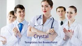  Presentation with female feticide - Slide deck with nurse director - attractive female doctor in uniform background and a  colored foreground