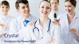  Presentation with female weightlifitng - Audience pleasing PPT theme consisting of nurse director - attractive female doctor in uniform backdrop and a  colored foreground