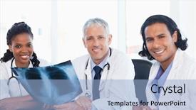  Presentation with nurse team - Theme enhanced with nurse doctor - confident medical team smiling while background and a light blue colored foreground