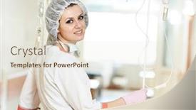  Presentation with medic - Beautiful PPT theme featuring nurse-doctor-in-medic-uniform backdrop and a sky blue colored foreground