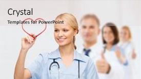  Presentation with nurse technology - Amazing theme having nurse drawing red heart backdrop and a  colored foreground