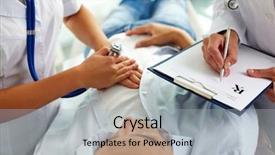  Presentation with executive - Cool new presentation with nurse executive - close-up of female doctors hands backdrop and a light gray colored foreground