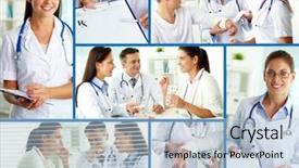  Presentation with icu nurse hospital patients - Cool new presentation with nurse executive - collage of practitioners and patients backdrop and a light blue colored foreground