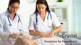  Presentation with female hospital patient - Colorful slides enhanced with nurse executive - portrait of confident female doctors backdrop and a coral colored foreground