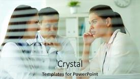  Presentation with portrait of medical professionals - Amazing theme having nurse executive - portrait of confident practitioners consulting backdrop and a lemonade colored foreground