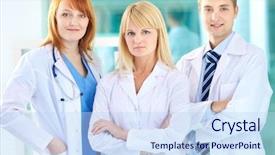  Presentation with coats - Presentation theme featuring nurse executive - portrait of three clinicians background and a light blue colored foreground