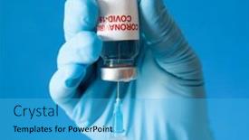  Presentation with covid vaccine - PPT theme enhanced with nurse-filling-syringe-with-covid background and a teal colored foreground