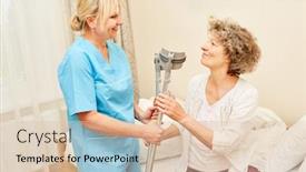  Presentation with rehab - Presentation theme featuring nurse-gives-senior-woman background and a lemonade colored foreground